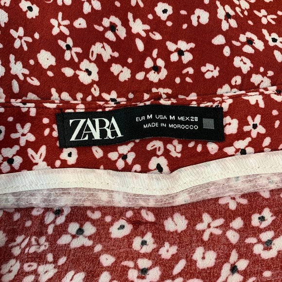 ZARA Printed Bermuda Skort Floral Mini Skirt, Red - Picture 10 of 11